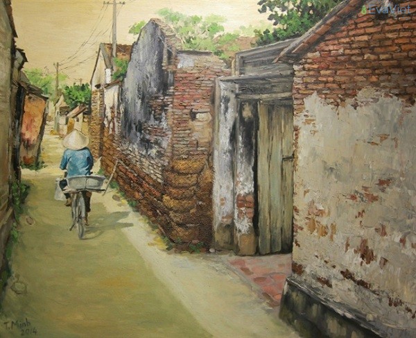 Một tác phẩm vẽ đường làng của họa sĩ Cổ Đô