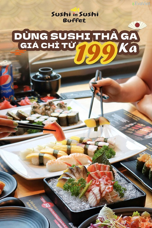 Buffet sushi Nhật giá chỉ từ 199k ăn